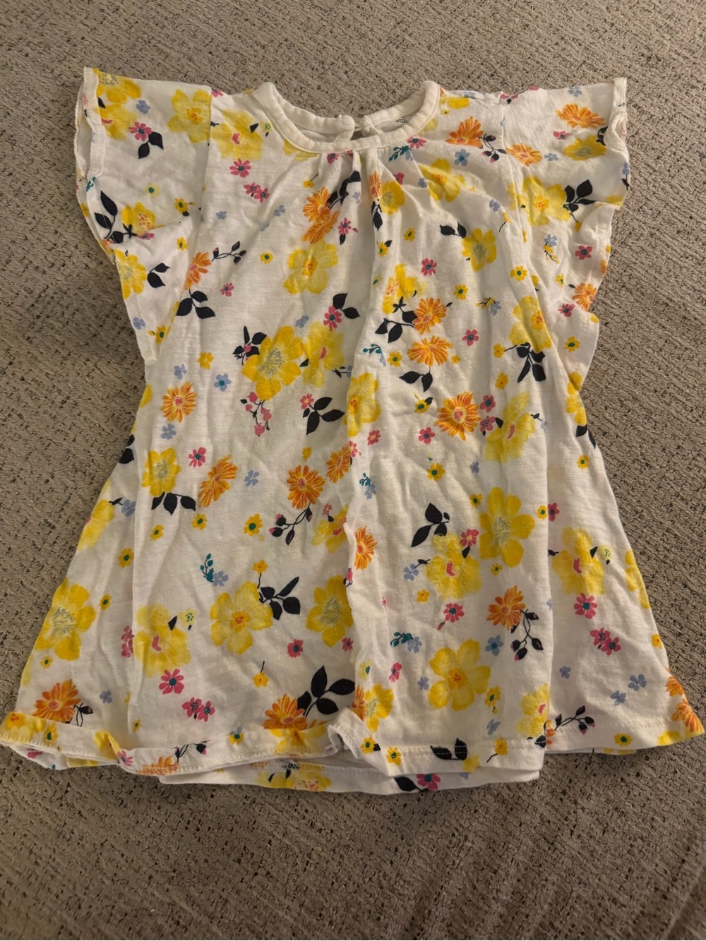 Old Navy White Dress with Yellow & Pink Floral Print